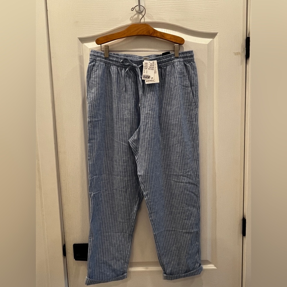 H&M LINEN-BLEND JOGGERS NWT